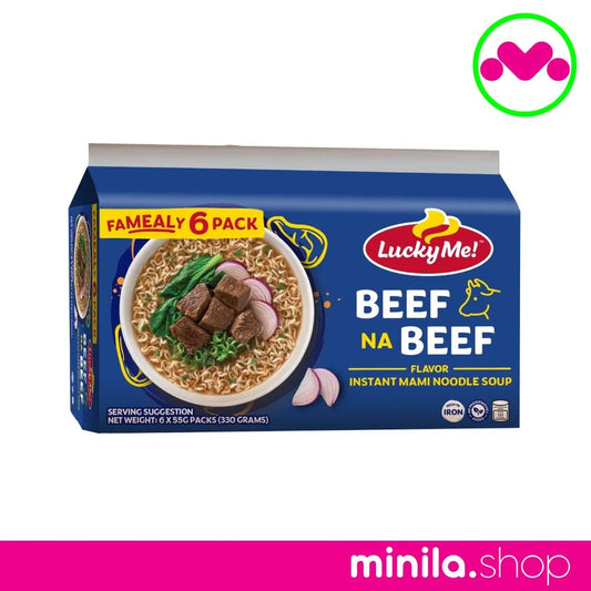 Lucky Me! Instant Noodle Soup Beef na Beef Multipack 55g 6 Pieces