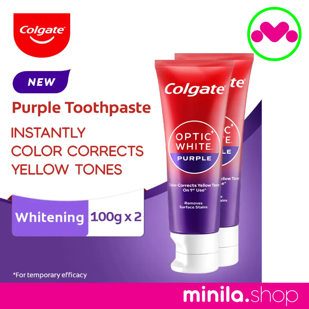 Colgate Optic White Purple Toothpaste - Whitening Toothpaste, Whitens in 3 Days, Twin Pack, 100g