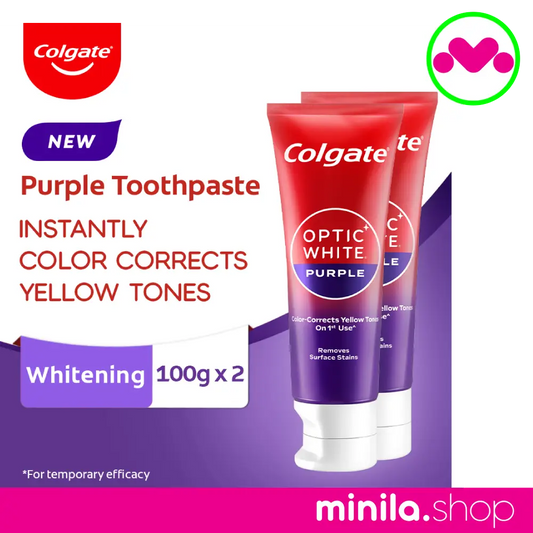 Colgate Optic White Purple Toothpaste - Whitening Toothpaste, Whitens in 3 Days, Twin Pack, 100g